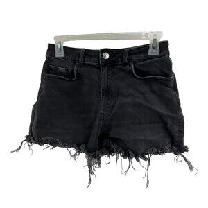 Divided Womens Denim Shorts Frayed Hem Black Cutoff Casual Size 4 Festival